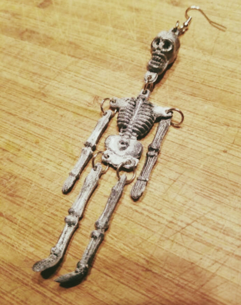 Pair of Oversized Skeleton Halloween Earrings