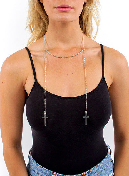 Double Cross Necklace - Me - BeHoneyBee.com