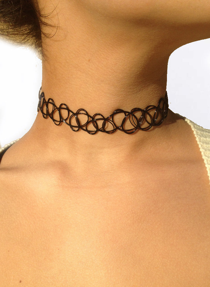 Original Countryside tempereret Black Tattoo Choker, Bracelet, Anklet set - BeHoneyBee.com – BeHoneyBee.com  - New & Vintage Pieces for your Home and Closet