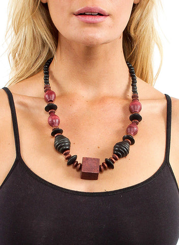 70's Wooden Geometric Necklace - Me - BeHoneyBee.com